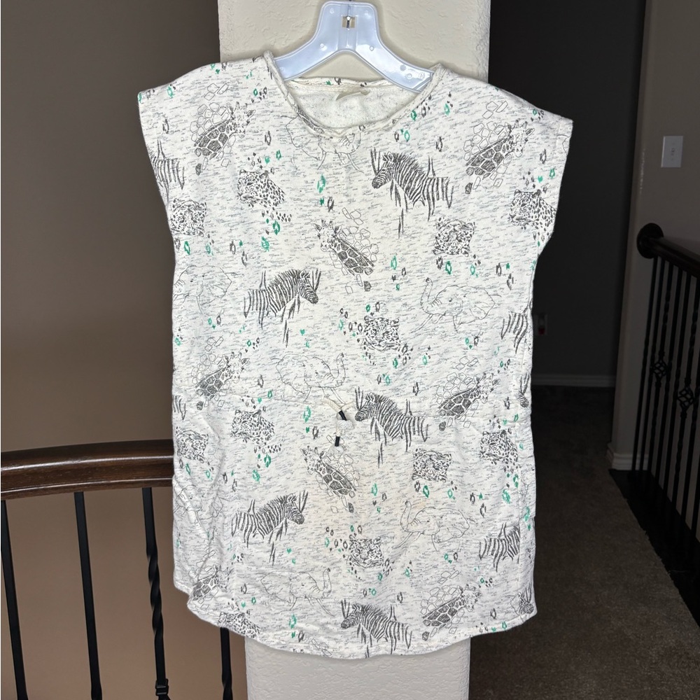 Zara Girls Casual Dress with waistband size 13/14 Zoo Animals Novelty Print